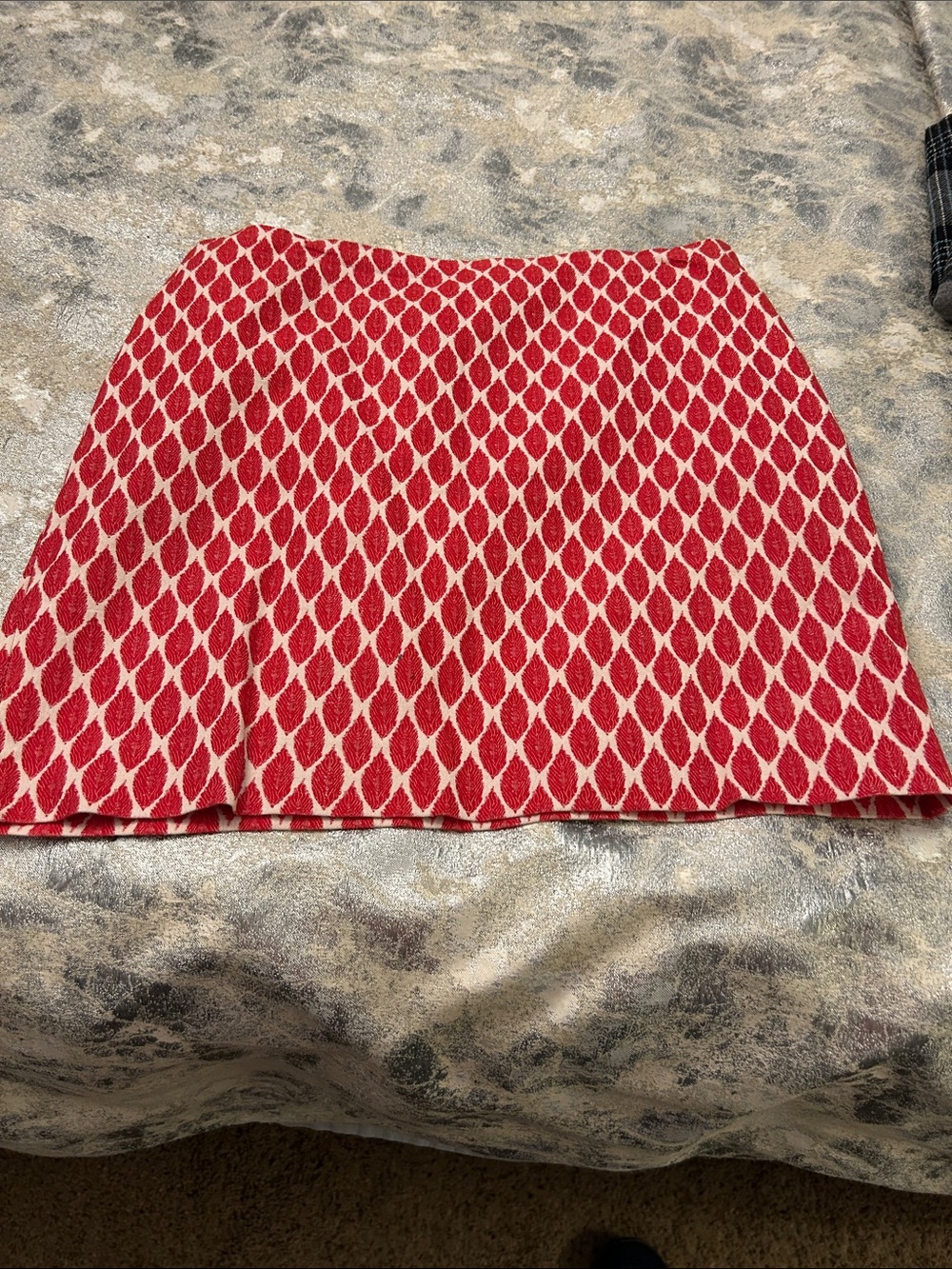 Ann Taylor Red and Cream Mini Skirt